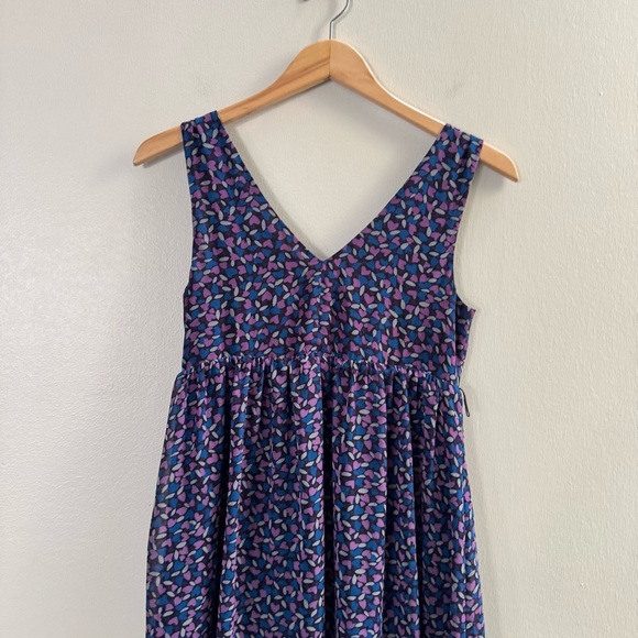 American Eagle Babydoll Heart Blue Purple Sleeveless Empire Waist Mini Dress - Picture 5 of 7